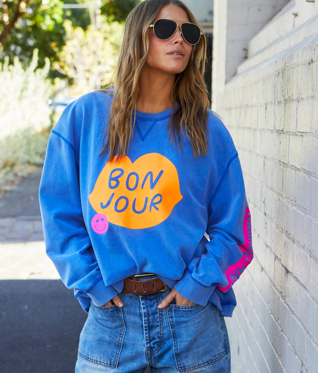 HAMMILL & CO BONJOUR WASHED BLUE SWEAT - BLUE Windcheater hammill & Co
