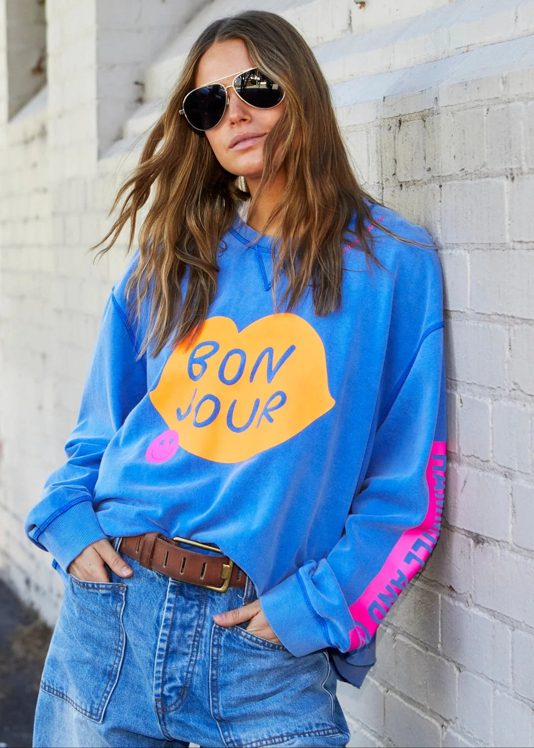 HAMMILL & CO BONJOUR WASHED BLUE SWEAT - BLUE Windcheater hammill & Co