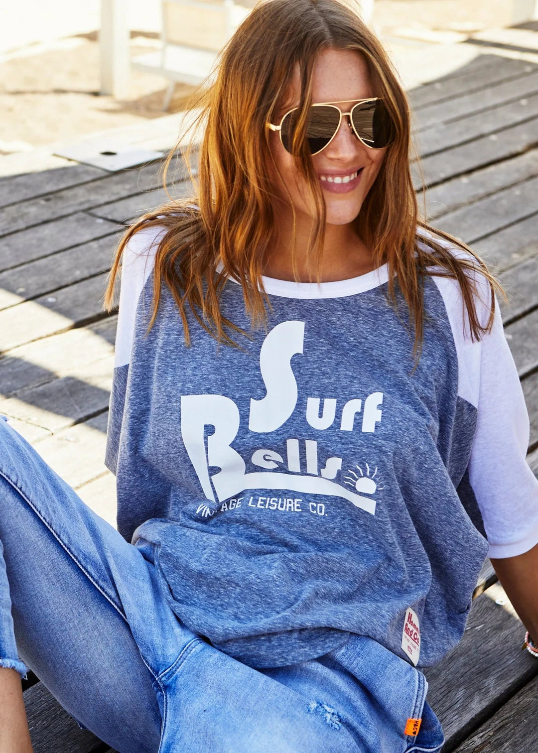 Hammill & Co -Retro Raglan tee Blue / White Tee Shirts hammill & Co
