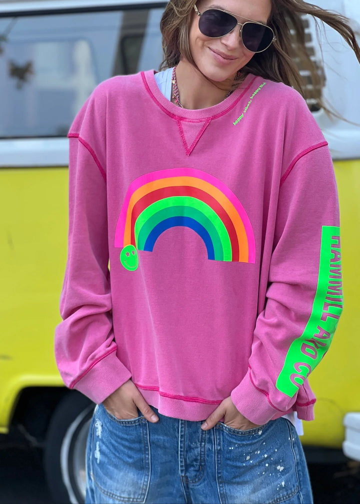Hammill & Co - Vintage Rainbow Sweat Hot Pink Windcheater hammill & Co