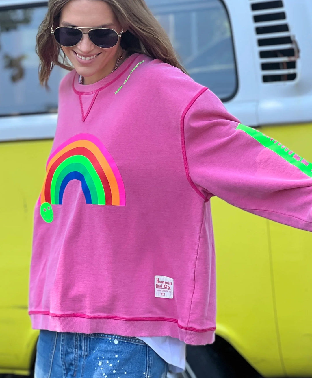 Hammill & Co - Vintage Rainbow Sweat Hot Pink Windcheater hammill & Co