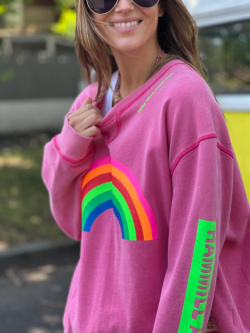 Hammill & Co - Vintage Rainbow Sweat Hot Pink Windcheater hammill & Co