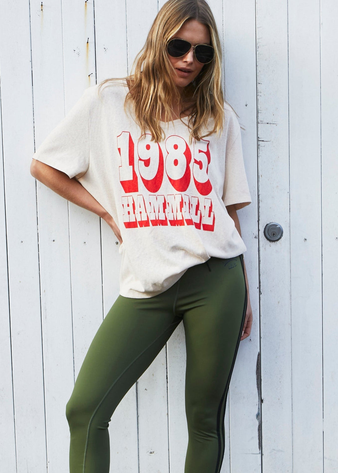 HAMMILL LOGO V-NECK TEE - NATURAL Tee shirt hammill & Co
