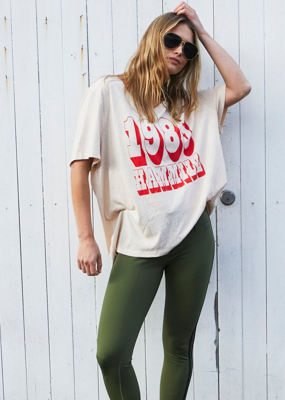 HAMMILL LOGO V-NECK TEE - NATURAL Tee shirt hammill & Co
