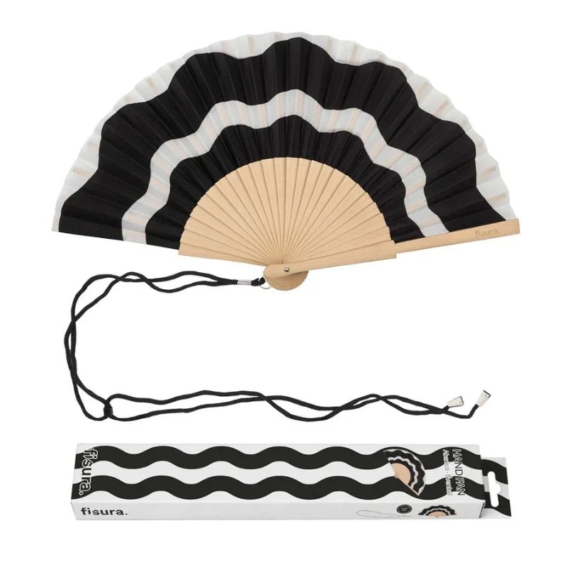 Hand fan Black &amp; White Waves - Stanleyandstone