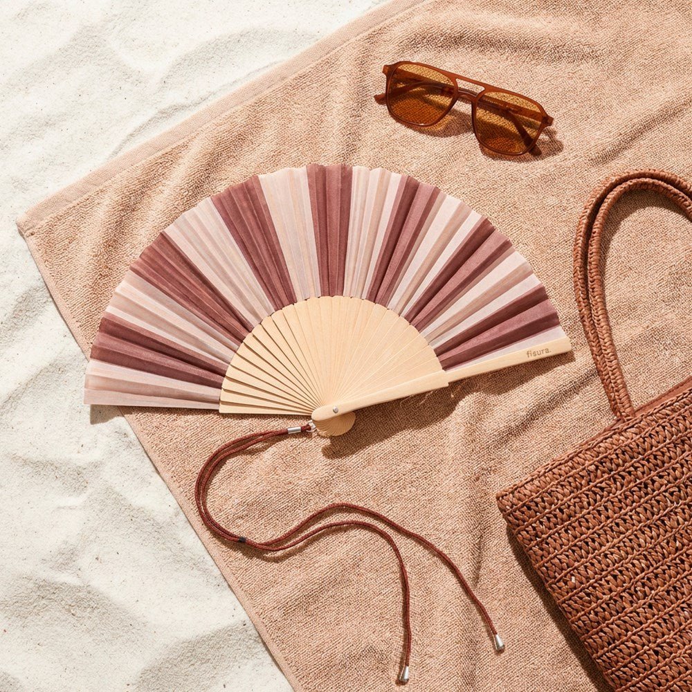 Hand fan - Brown &amp; Beige stripes - Stanleyandstone