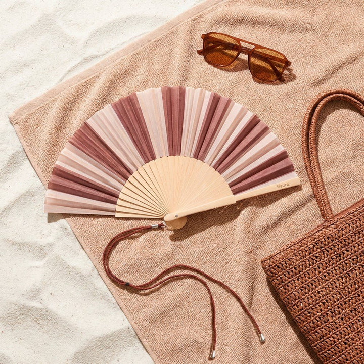 Hand fan - Brown &amp; Beige stripes - Stanleyandstone