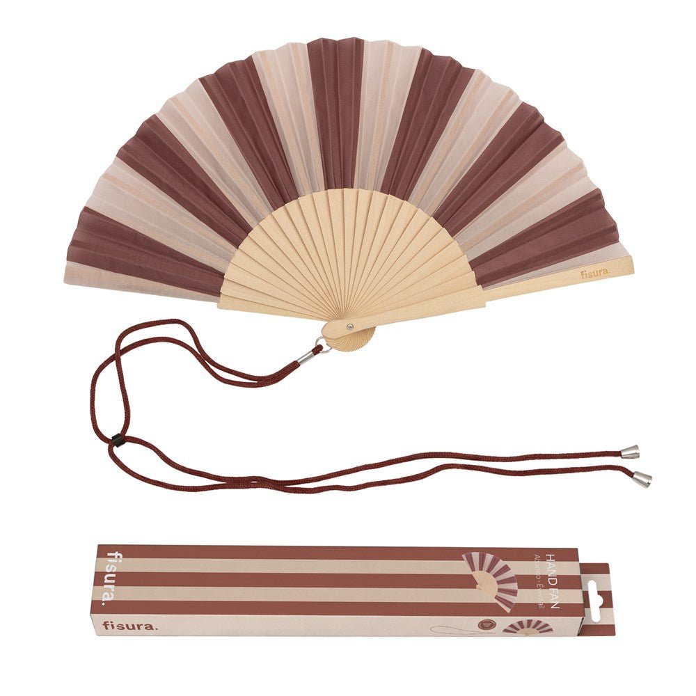 Hand fan - Brown &amp; Beige stripes - Stanleyandstone