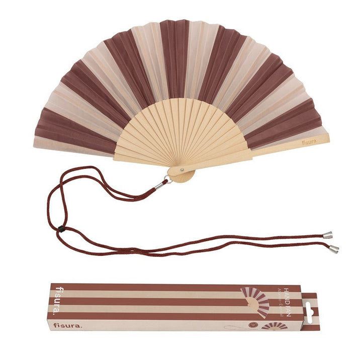 Hand fan - Brown &amp; Beige stripes - Stanleyandstone