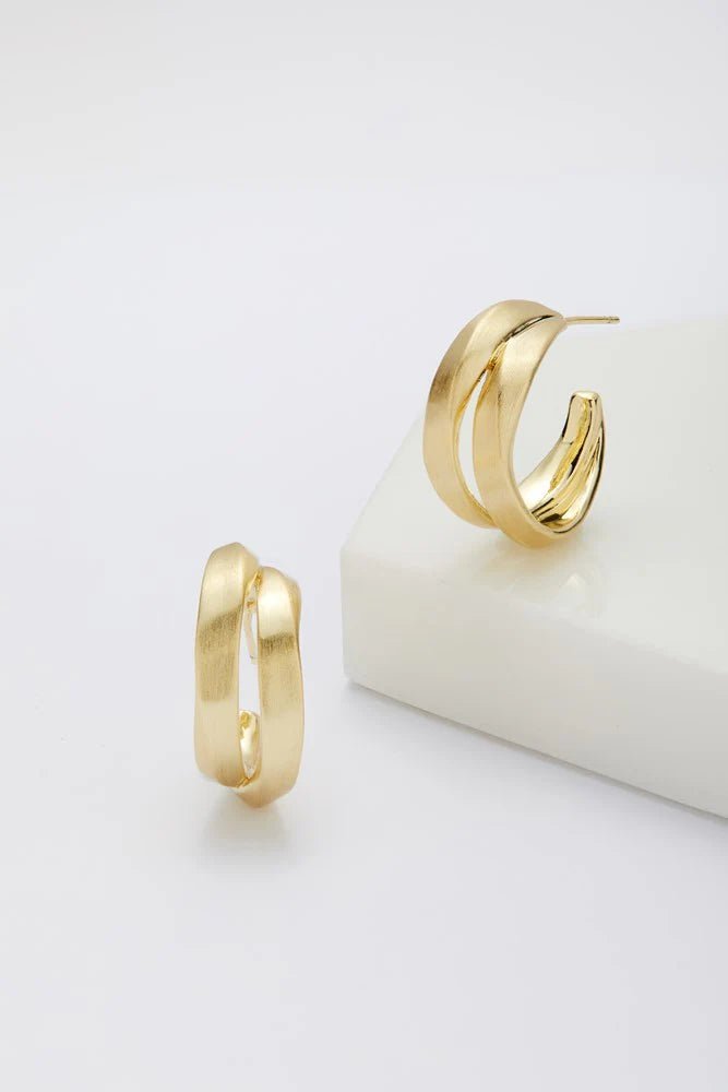 Hannah brushed hoop - gold earing Zafino Jewellery