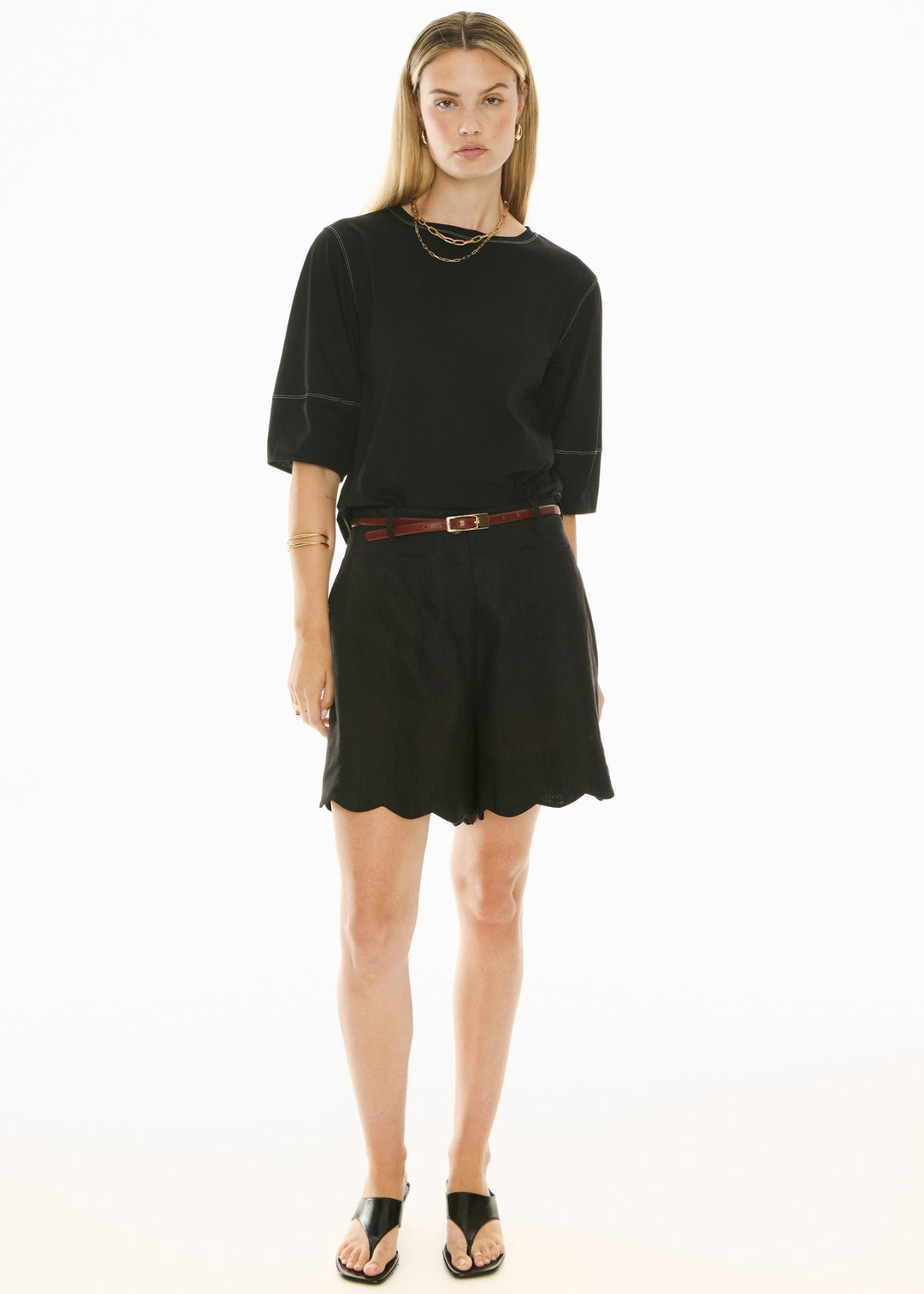 Harlyn Topstitch Tee - Black - Stanleyandstone