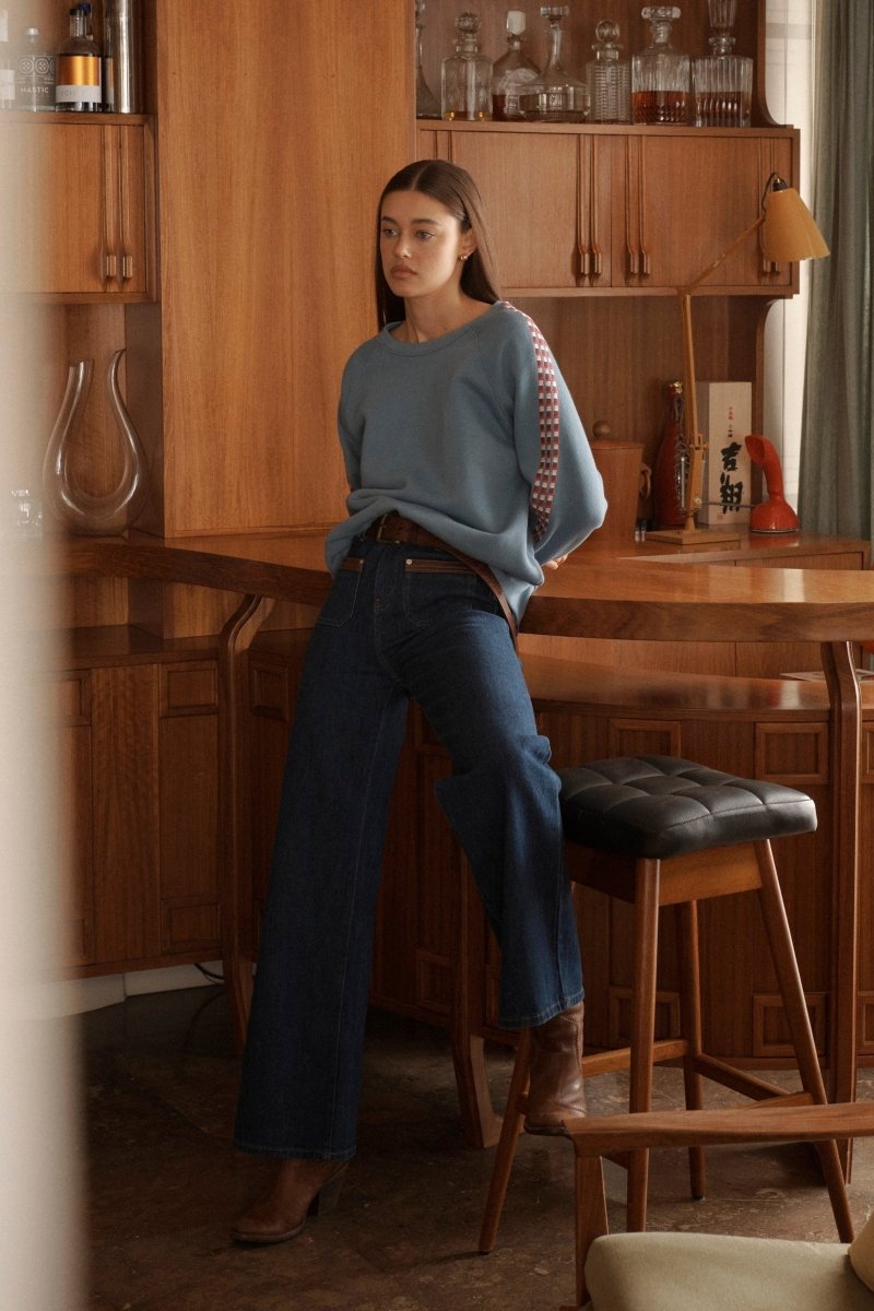 Harper Jean | Leather Pocket - Palisade Blue Kireina