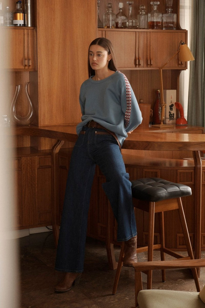 Harper Jean | Leather Pocket - Palisade Blue Kireina