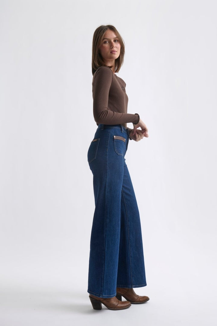 Harper Jean | Leather Pocket - Palisade Blue Kireina