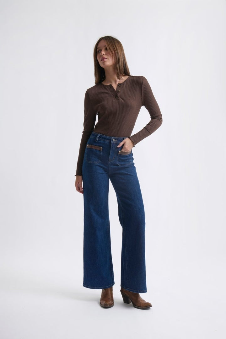 Harper Jean | Leather Pocket - Palisade Blue Kireina