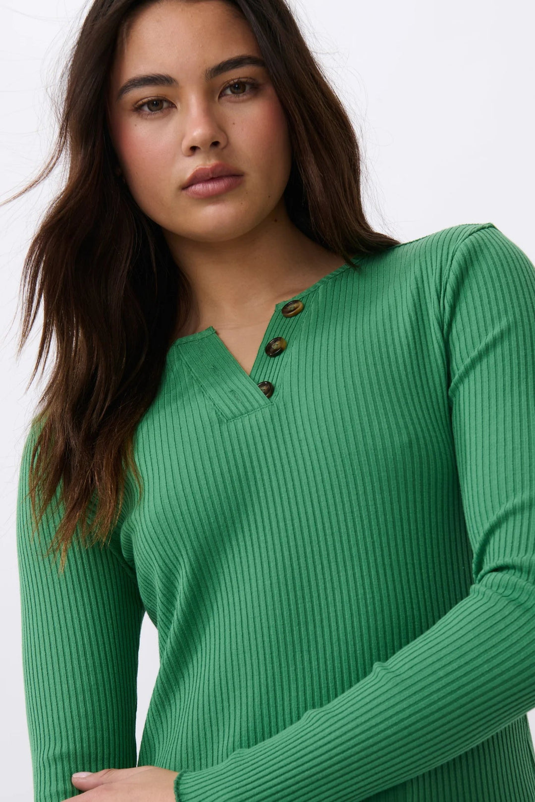 Heather Top - Apple Green Long Sleeve Tee Kireina
