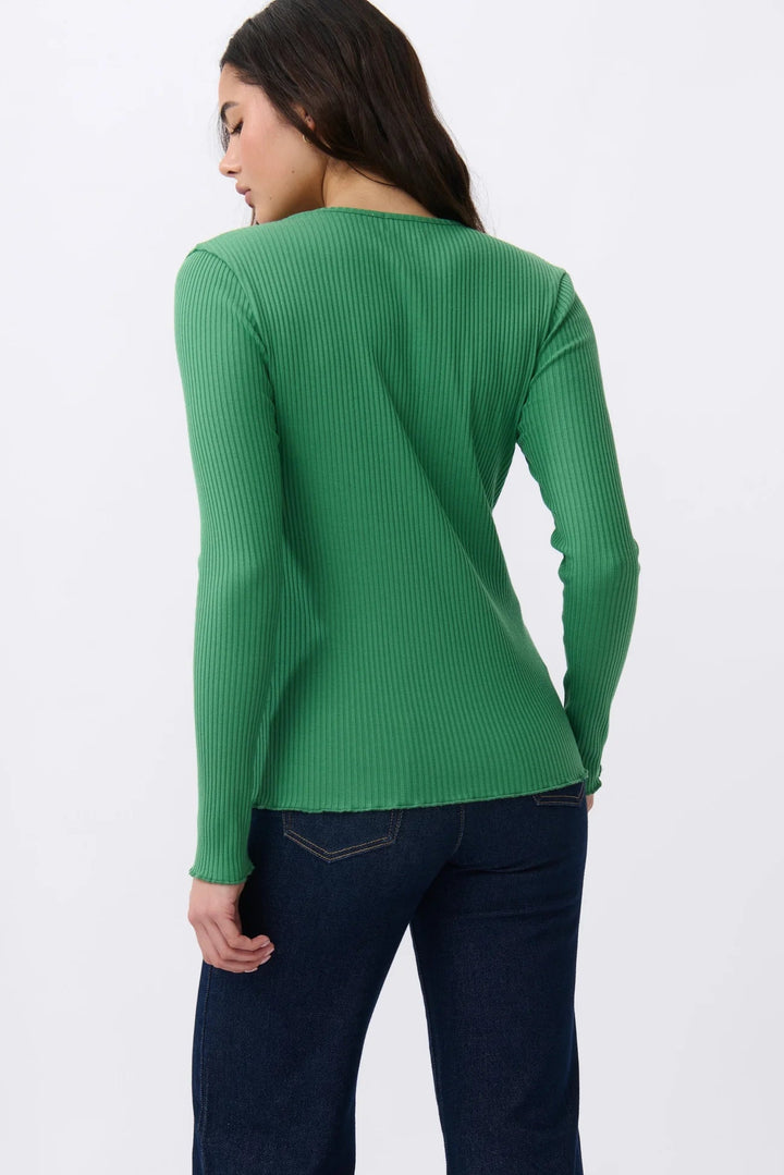Heather Top - Apple Green Long Sleeve Tee Kireina