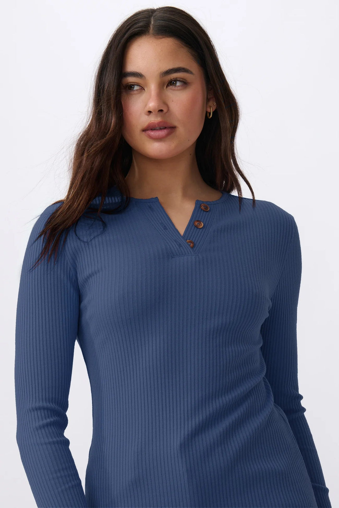Heather Top - Navy Long Sleeve Tee Kireina
