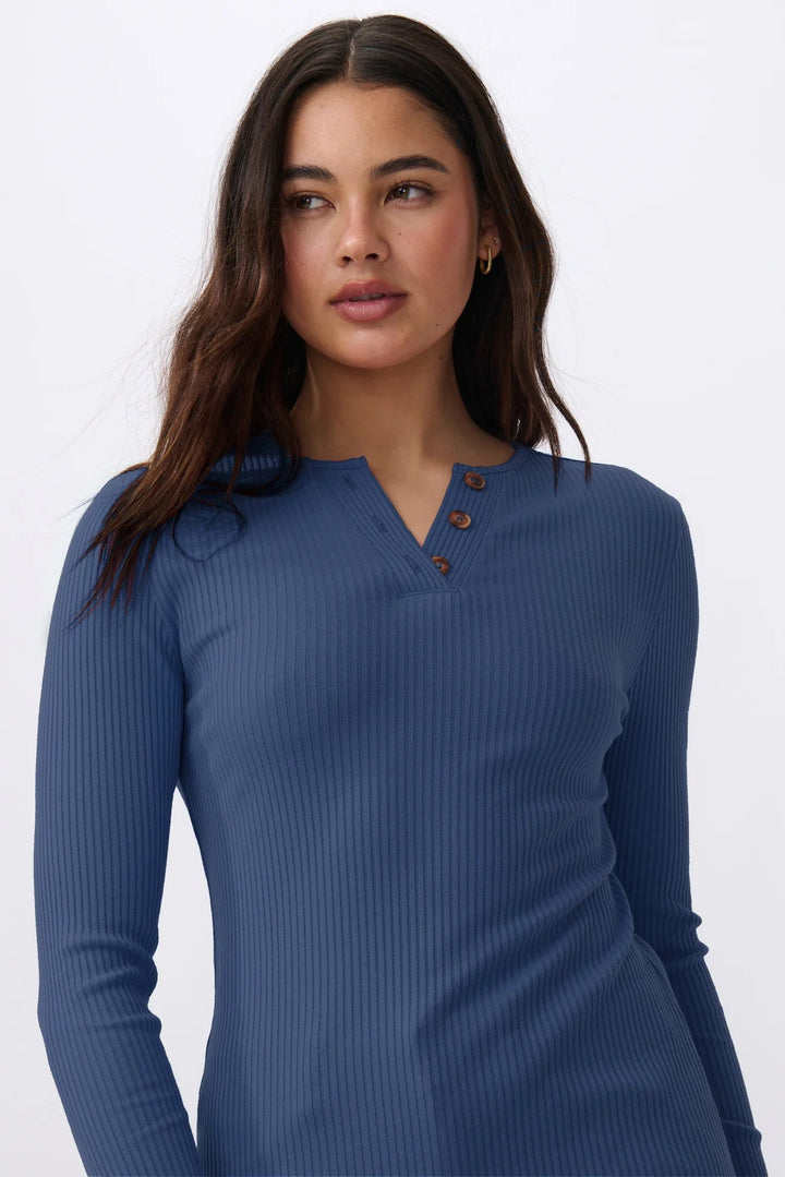 Heather Top - Navy Long Sleeve Tee Kireina