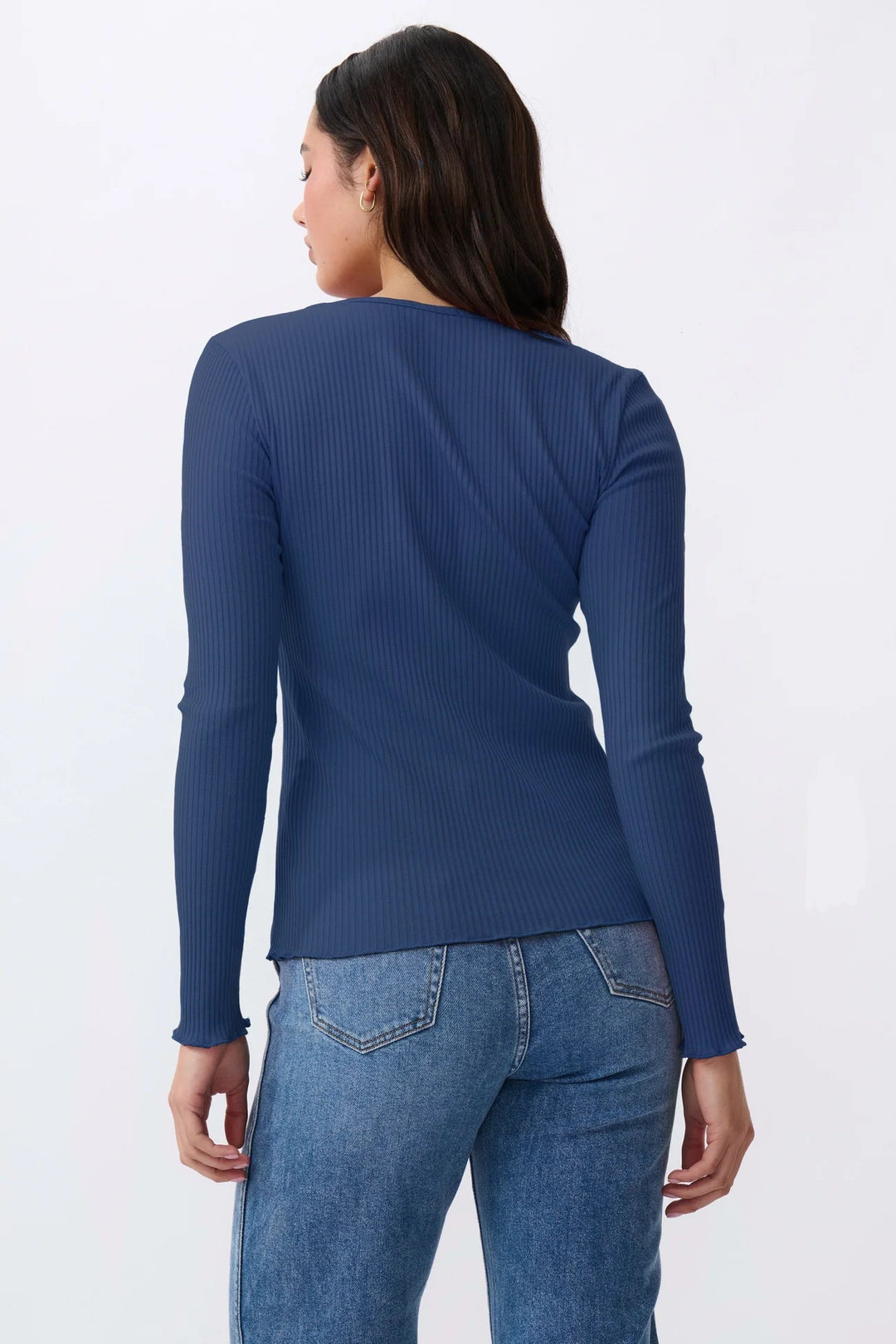 Heather Top - Navy Long Sleeve Tee Kireina