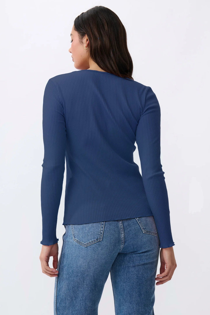 Heather Top - Navy Long Sleeve Tee Kireina