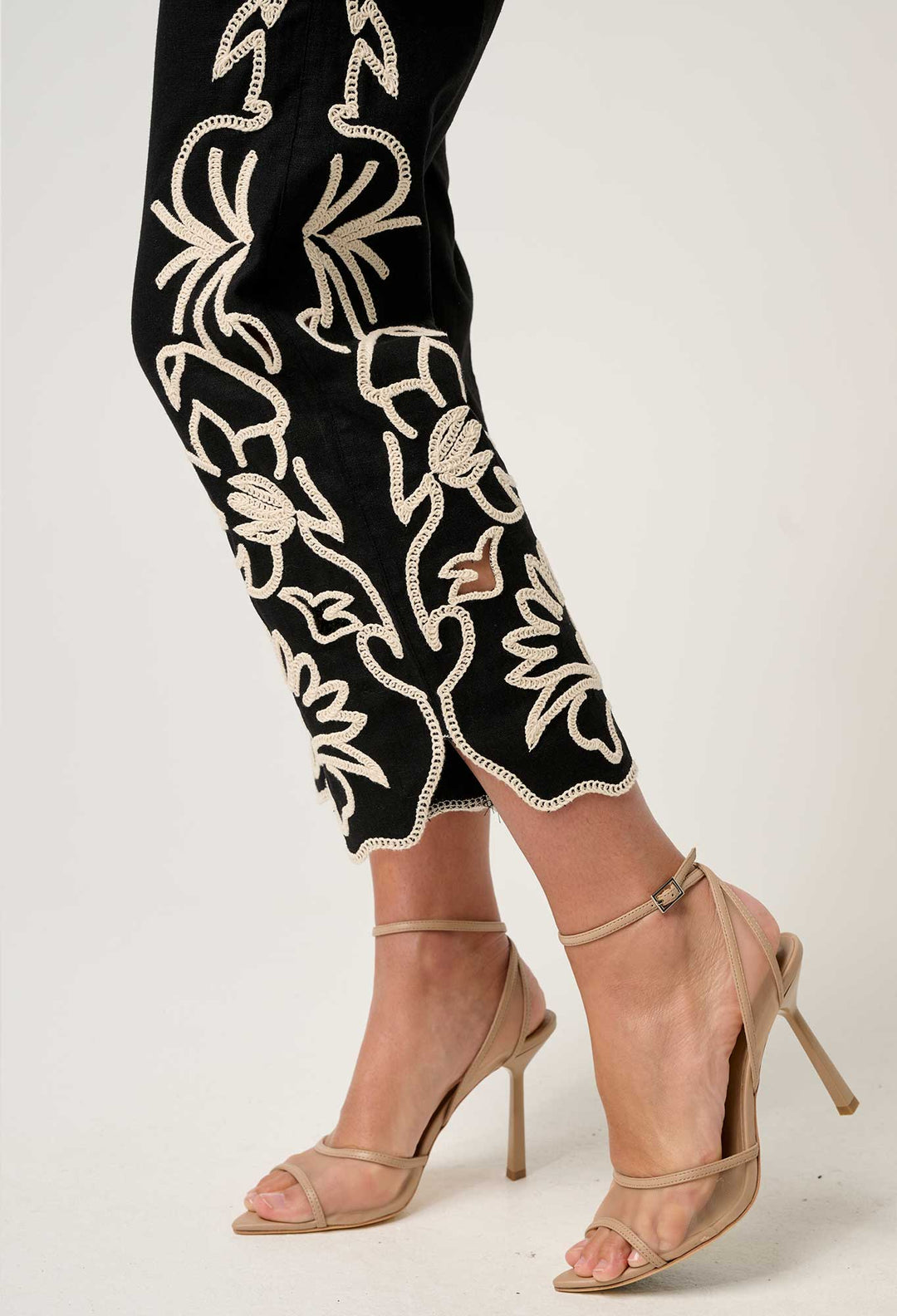 Helm Embroidered Linen Viscose Pant in Black pant Once Was