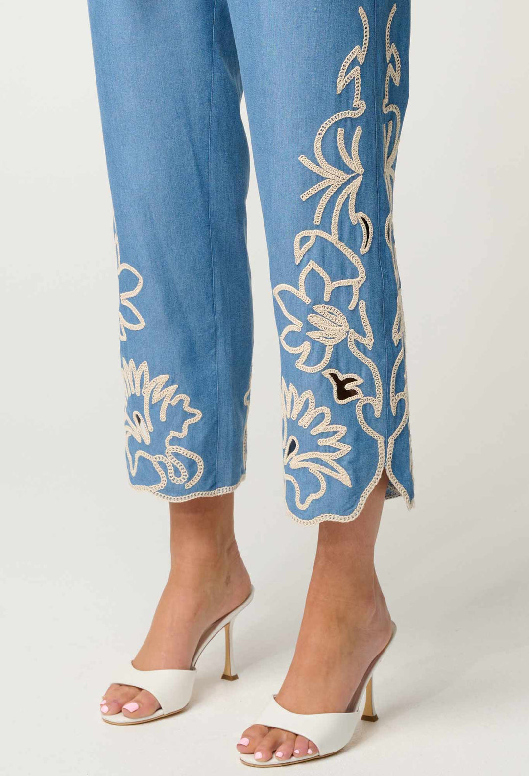 Helm Tencel Embroidered Straight Leg Pant in Sky - Stanleyandstone