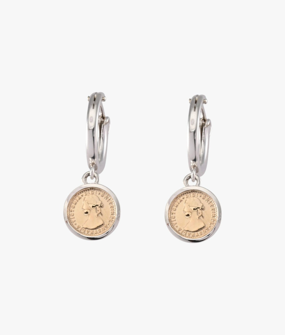 Hinged Hoop Sterling silver & Gold filled Earrings (15mm) with Micro Coins Earing Von Treskow