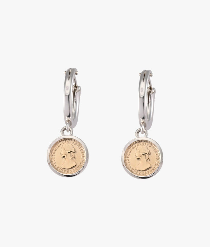 Hinged Hoop Sterling silver &amp; Gold filled Earrings (15mm) with Micro Coins Earing Von Treskow