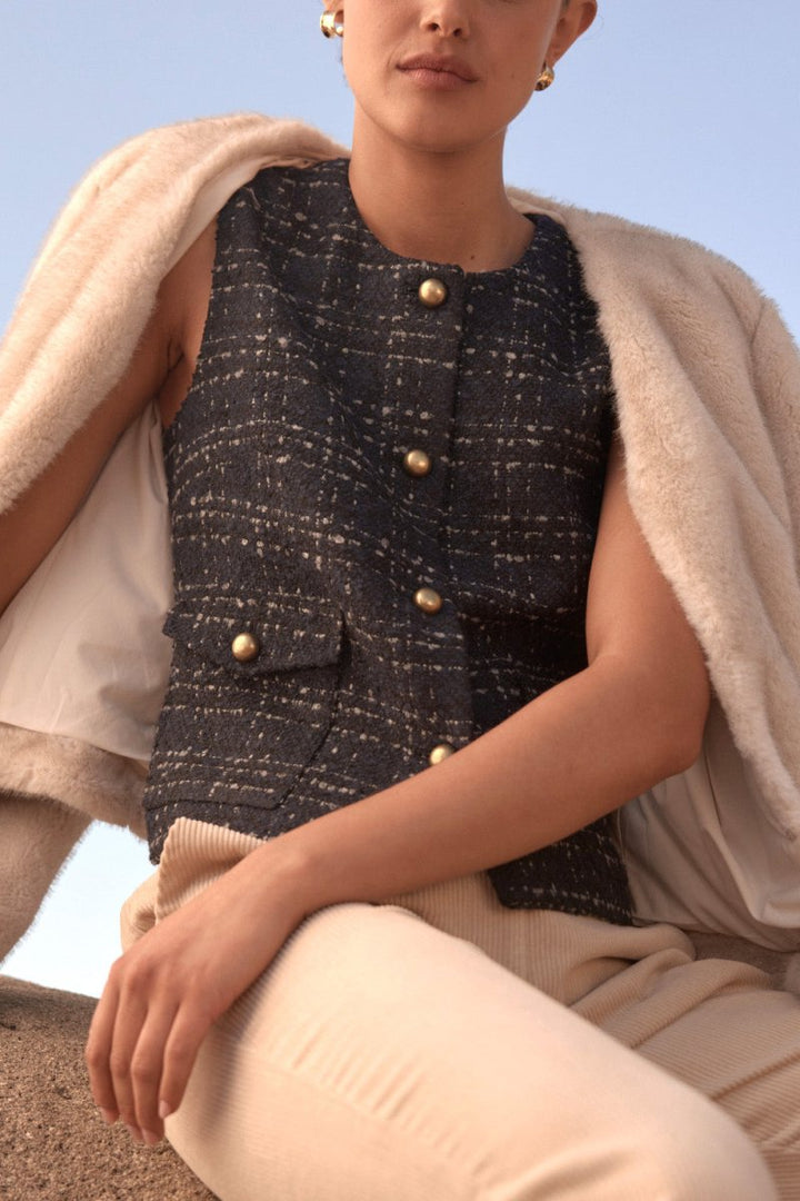 Hush vest - midnight check vest Zoe Kratzmann