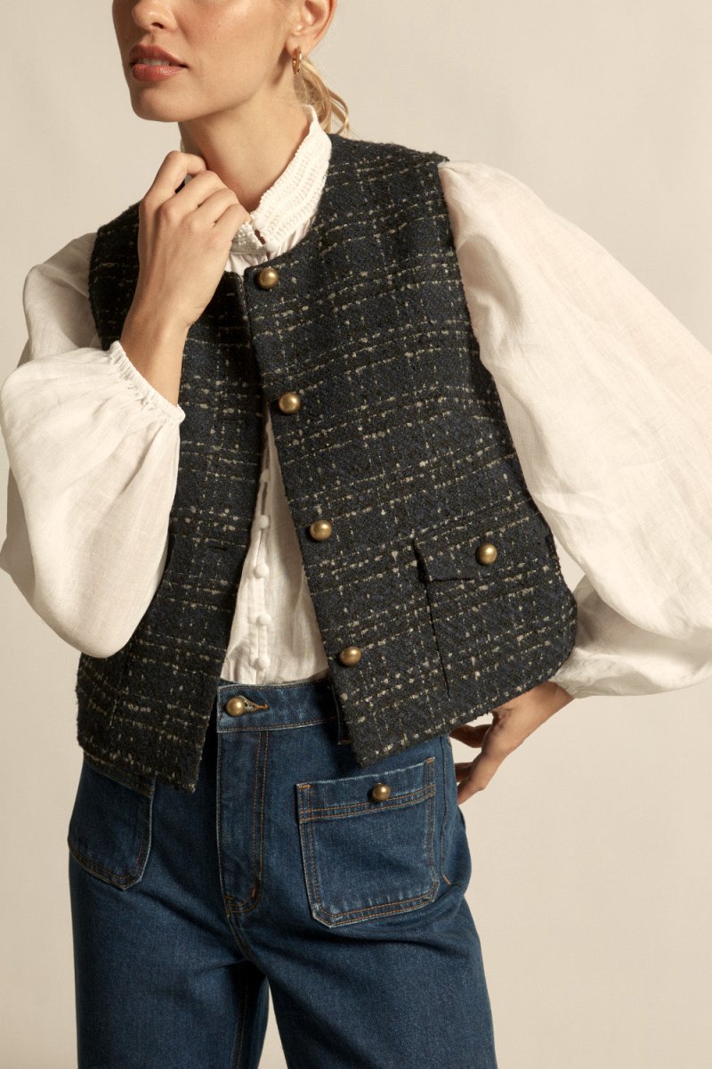 Hush vest - midnight check vest Zoe Kratzmann