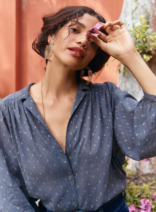 Ina Blouse - Grey Gold Fleck blouse Marie Louise De Monteray