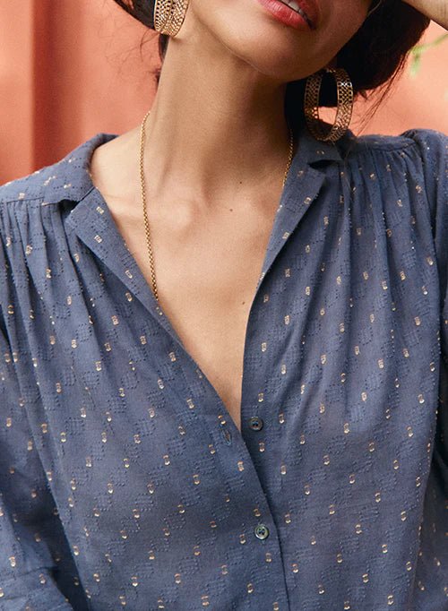 Ina Blouse - Grey Gold Fleck blouse Marie Louise De Monteray