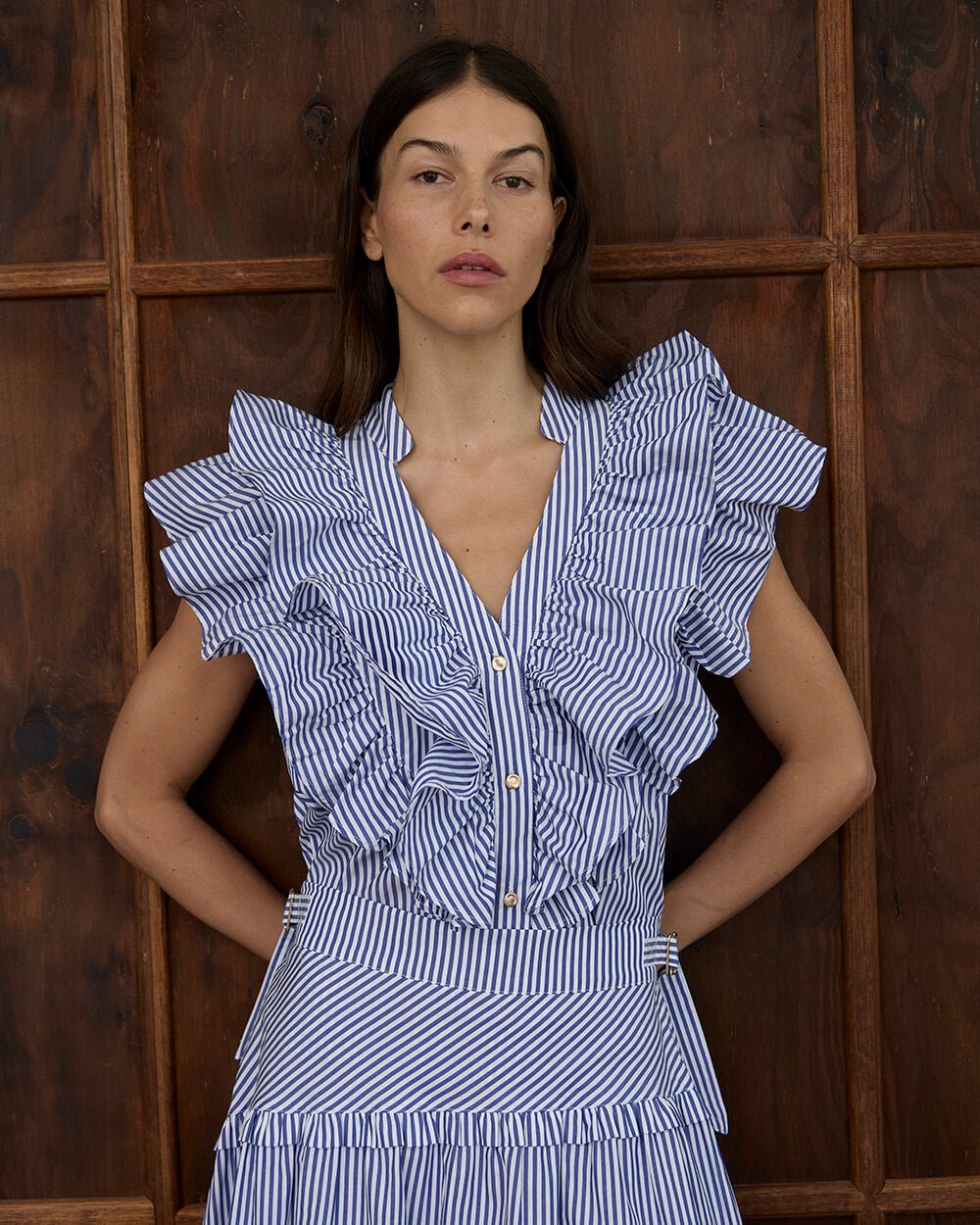 Indie Ruffle Shirt - Stripe Cotton Blouse Arlington Milne
