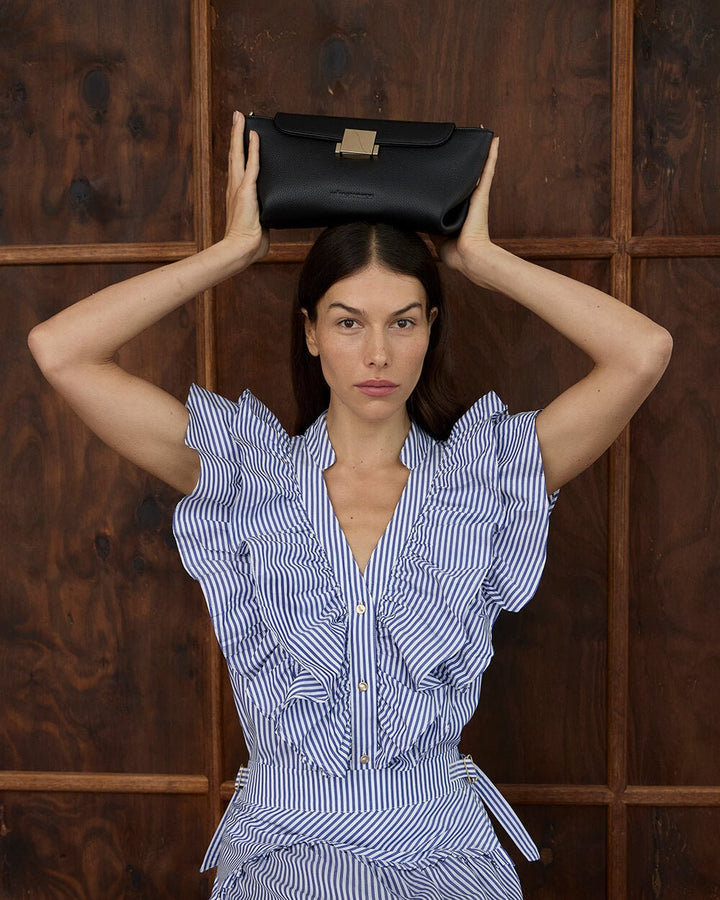 Indie Ruffle Shirt - Stripe Cotton Blouse Arlington Milne