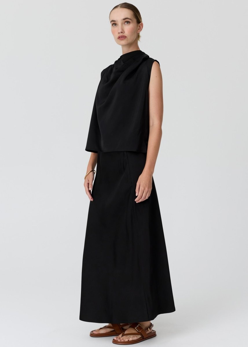 Innes Tie Neck Top - black - Stanleyandstone