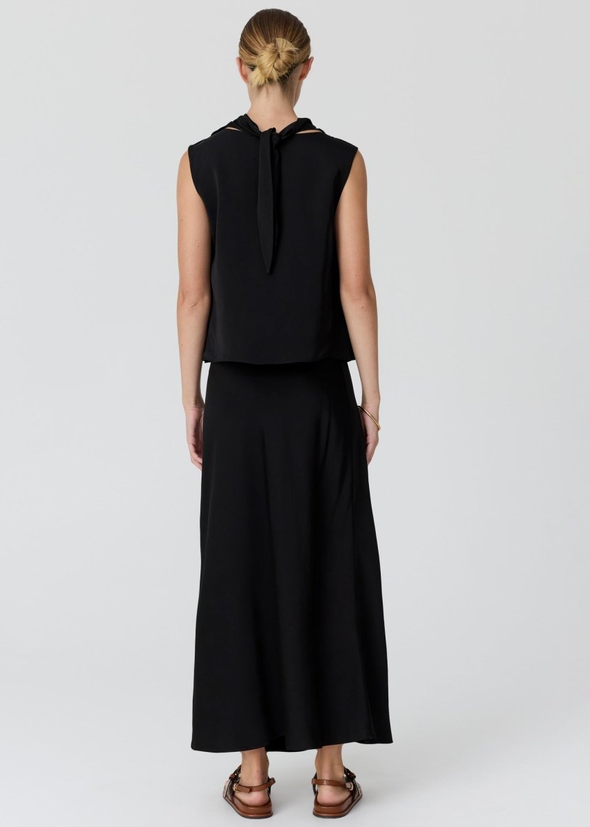 Innes Tie Neck Top - black - Stanleyandstone