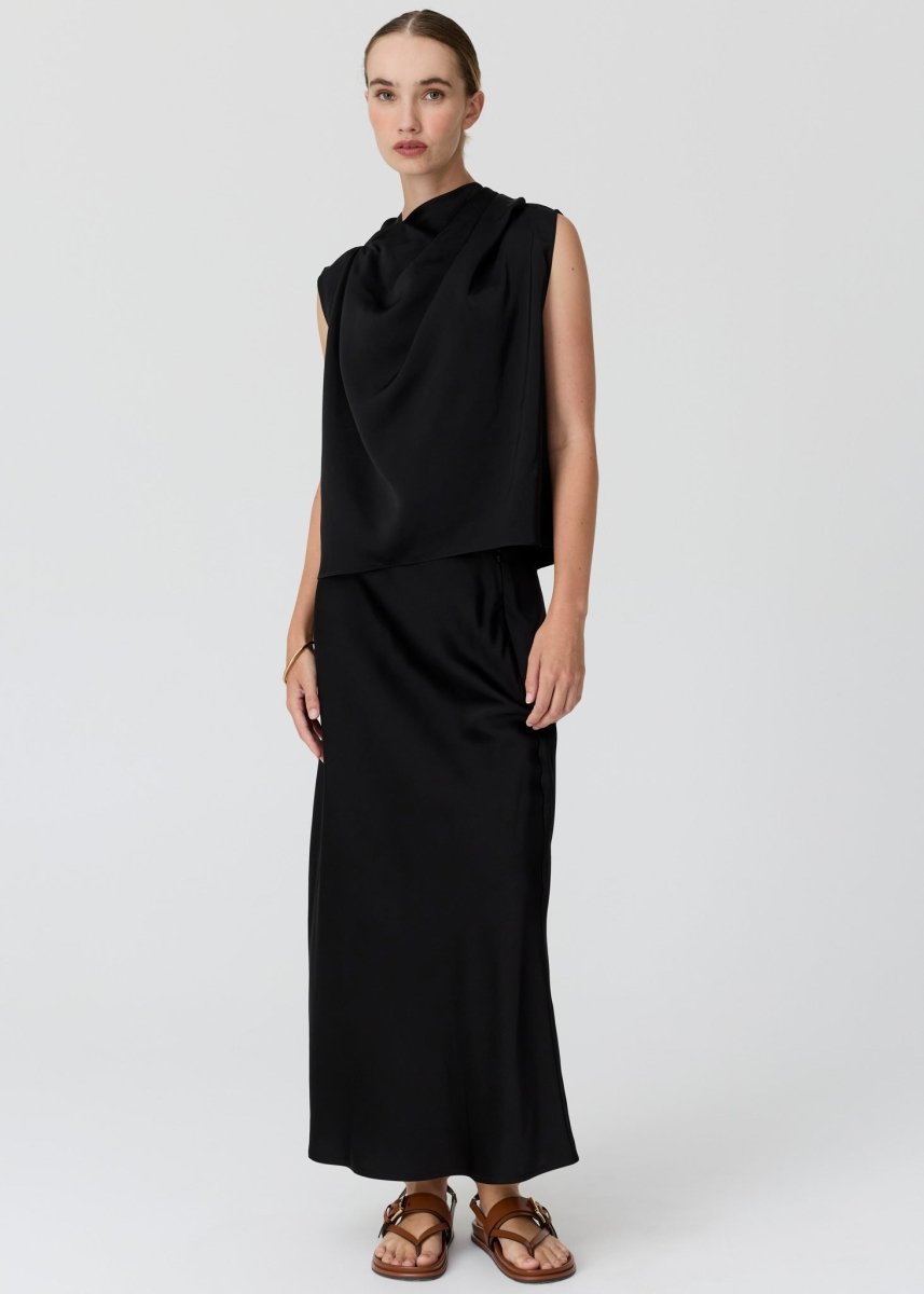 Innes Tie Neck Top - black - Stanleyandstone