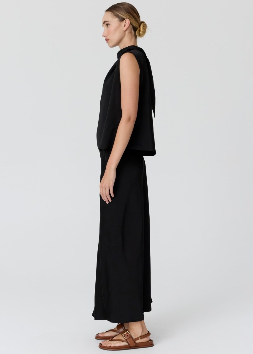 Innes Tie Neck Top - black - Stanleyandstone