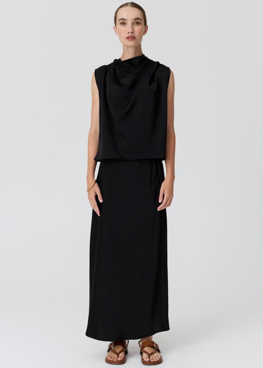 Innes Tie Neck Top - black - Stanleyandstone