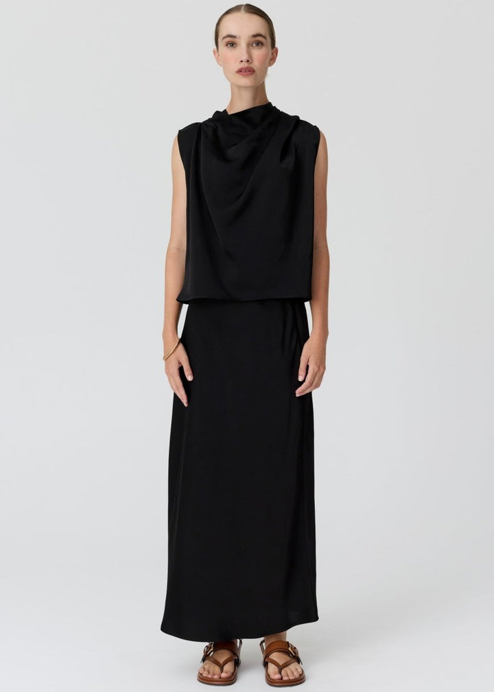 Innes Tie Neck Top - black - Stanleyandstone