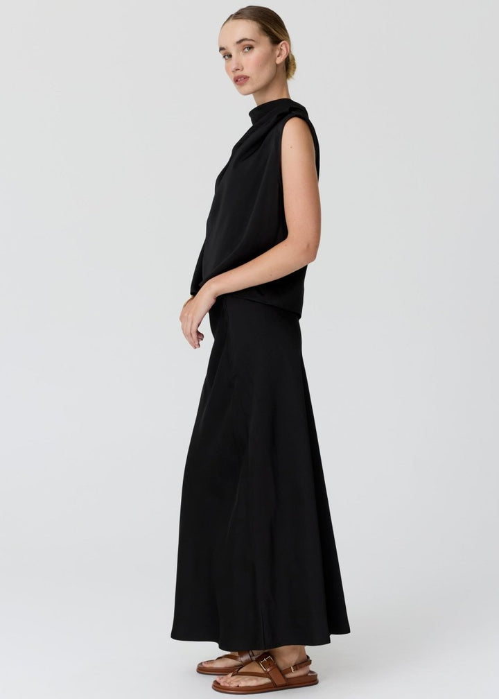 Innes Tie Neck Top - black - Stanleyandstone