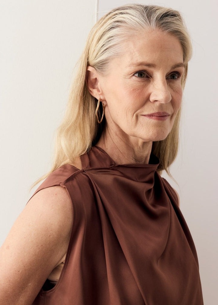 Innes Tie Neck Top - toffee - Stanleyandstone