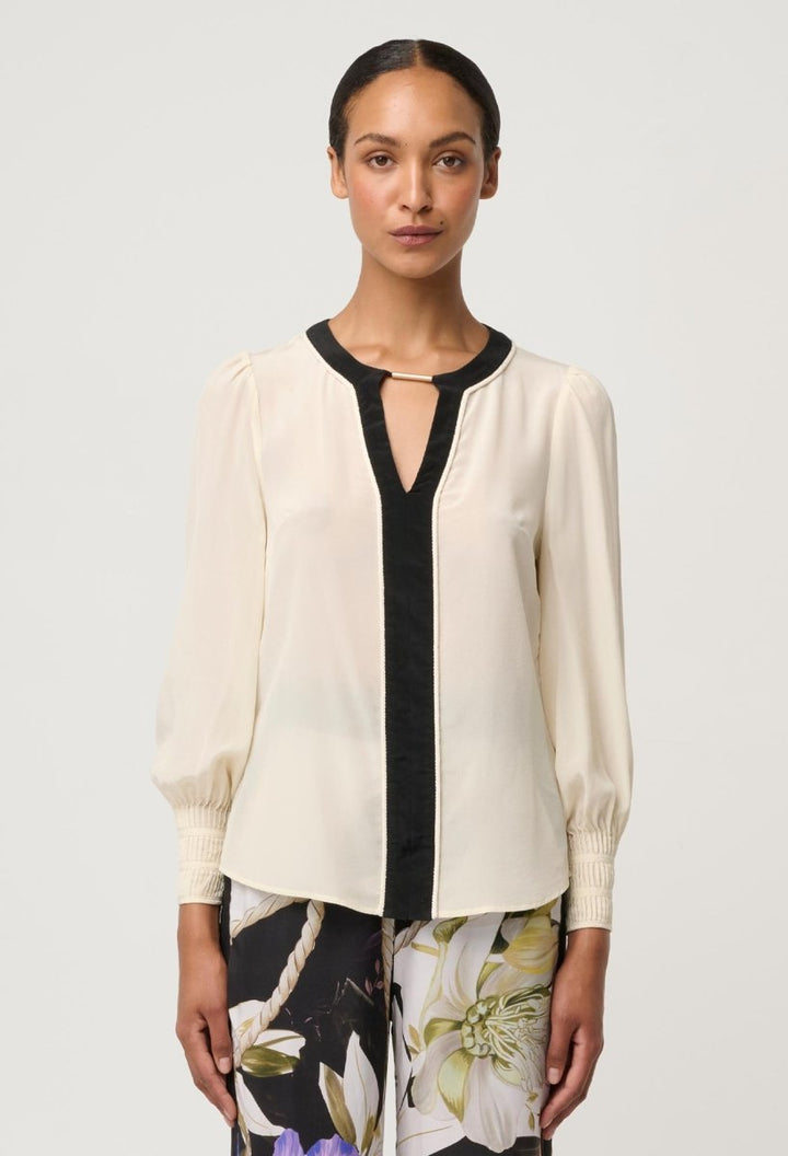 Iris Pleated Cuff Silk Blouse in Cloud Blouse Once Was