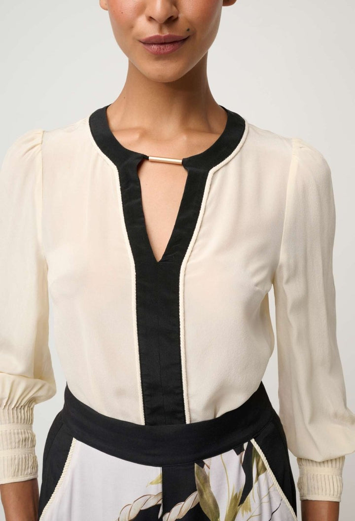 Iris Pleated Cuff Silk Blouse in Cloud Blouse Once Was