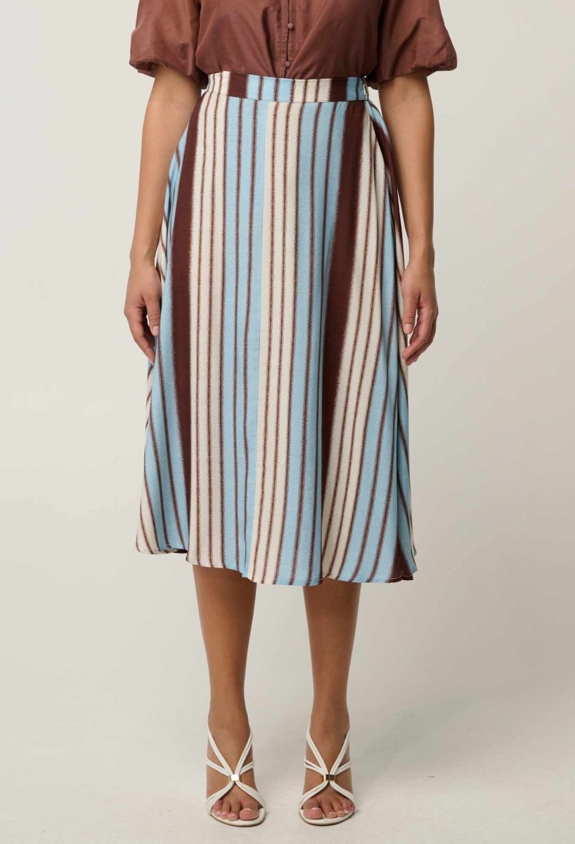 Iris Viscose Blend Skirt in Iridescent Stripe skirt Once Was