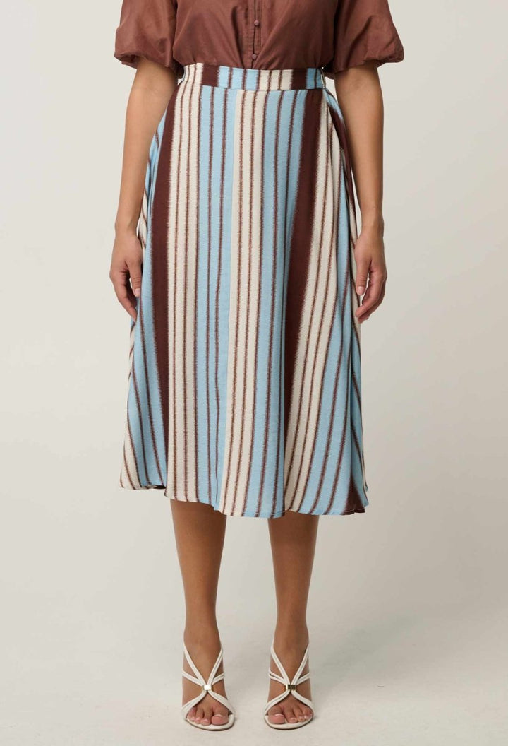 Iris Viscose Blend Skirt in Iridescent Stripe skirt Once Was
