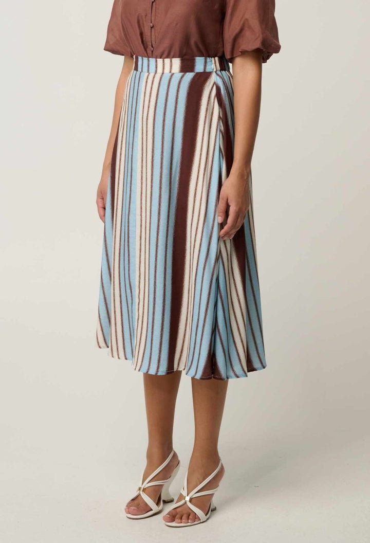 Iris Viscose Blend Skirt in Iridescent Stripe skirt Once Was