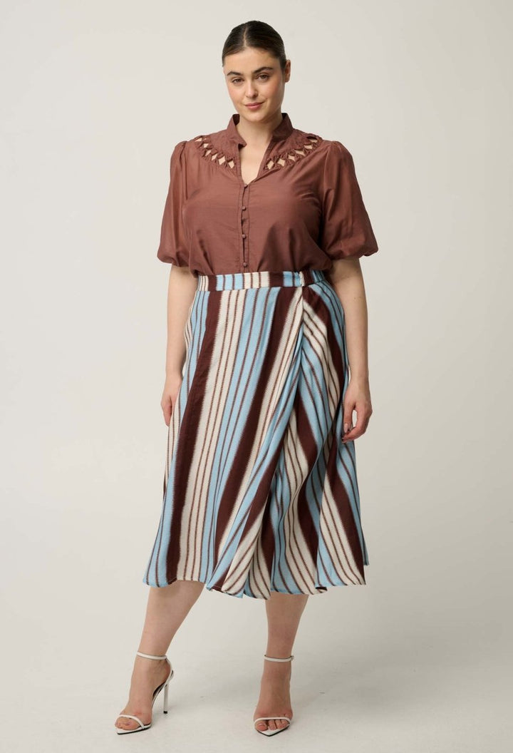 Iris Viscose Blend Skirt in Iridescent Stripe skirt Once Was