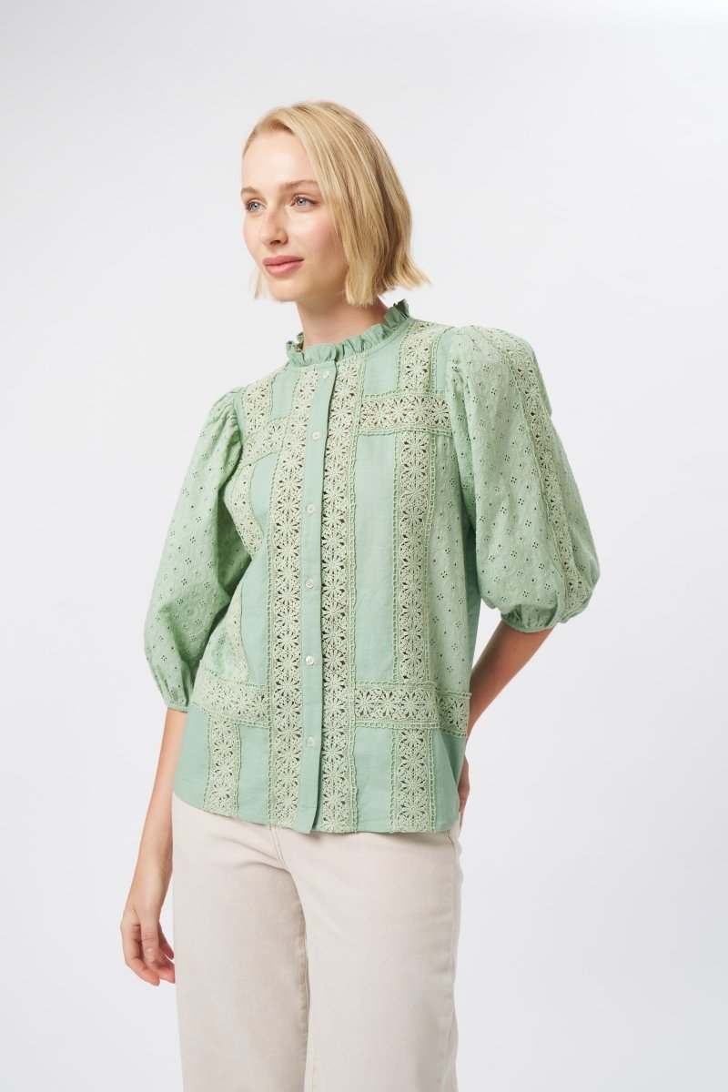 Isabella Shirt - Grape Green Blouse Kireina